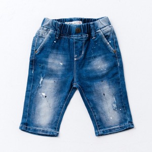 水洗漆點丹寧短褲-藍 水洗漆點丹寧短褲-藍