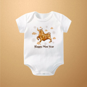 牛年鴻運 短袖包屁衣 可姓名客製 牛年鴻運 短袖包屁衣 可姓名客製