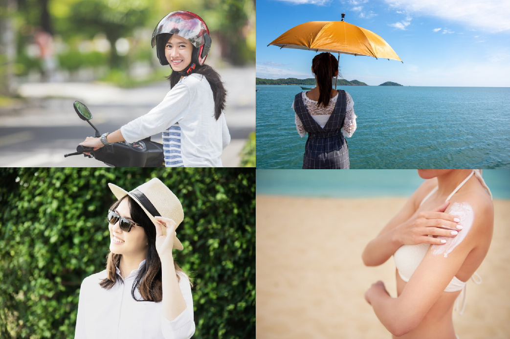 『防止傷害』可做到的皮膚防護工作,包含了擦防曬、戴帽子、穿防曬衣、撐陽傘