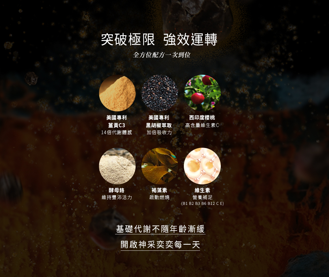 選擇添加西印度櫻桃、酵母鉻、褐藻素、黑胡椒萃取等能讓效果更加乘的成分配方