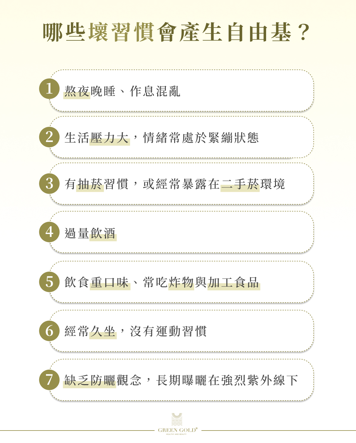 哪些壞習慣會產生自由基?