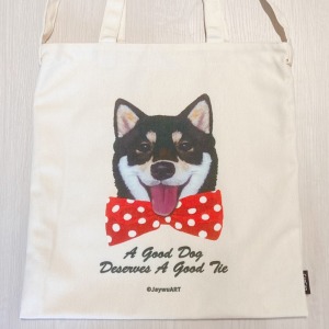 領結黑柴|Jaywu ART 單肩 / 斜背兩用帆布袋 領結黑柴|Jaywu ART 單肩 / 斜背兩用帆布袋