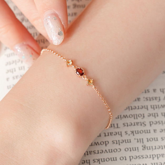 天然石│石榴石 ‧ 黃水晶│幸福約定 ‧ 純銀手鍊 天然石│石榴石 ‧ 黃水晶│幸福約定 ‧ 純銀手鍊