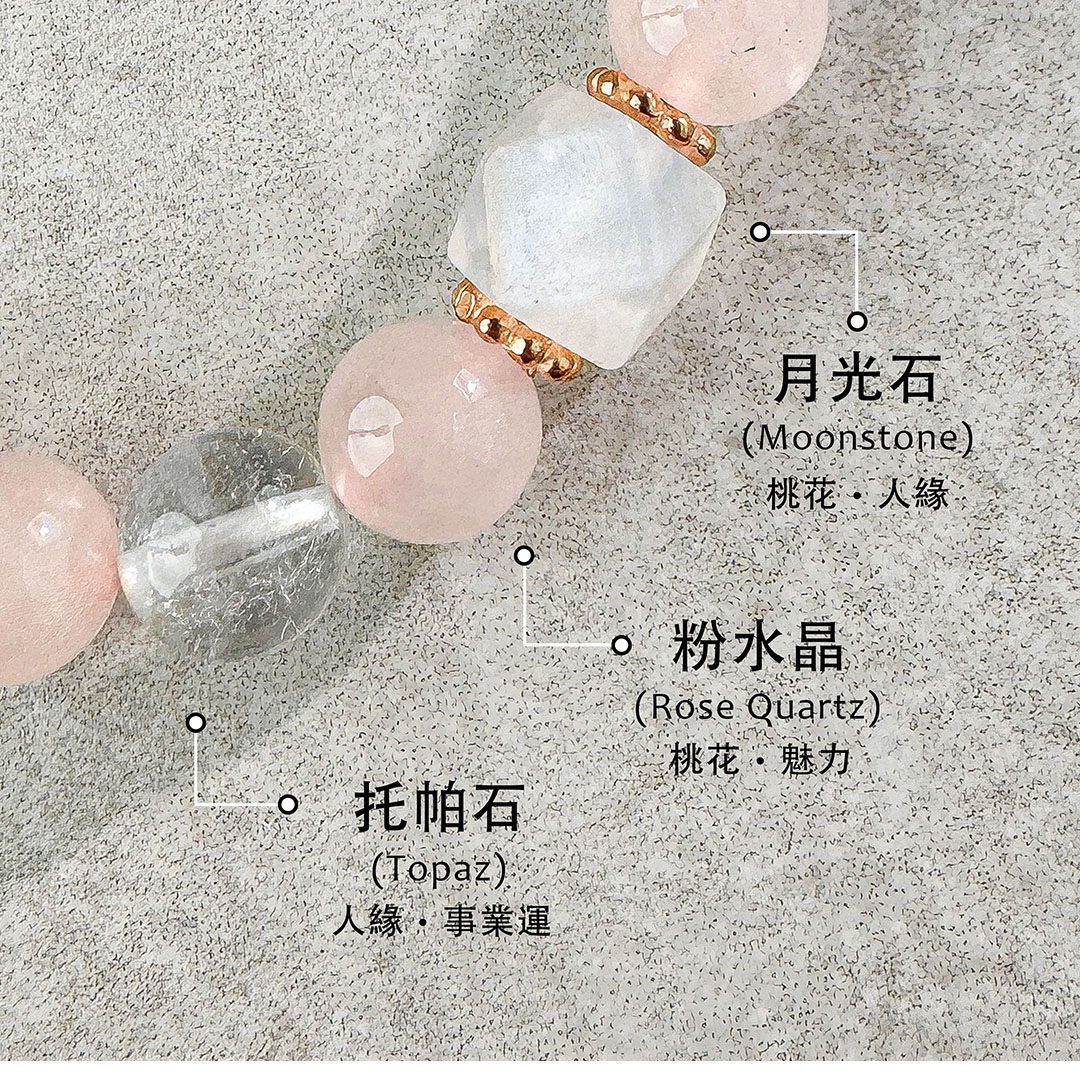 粉水晶 ‧ 月光石 ‧ 托帕石