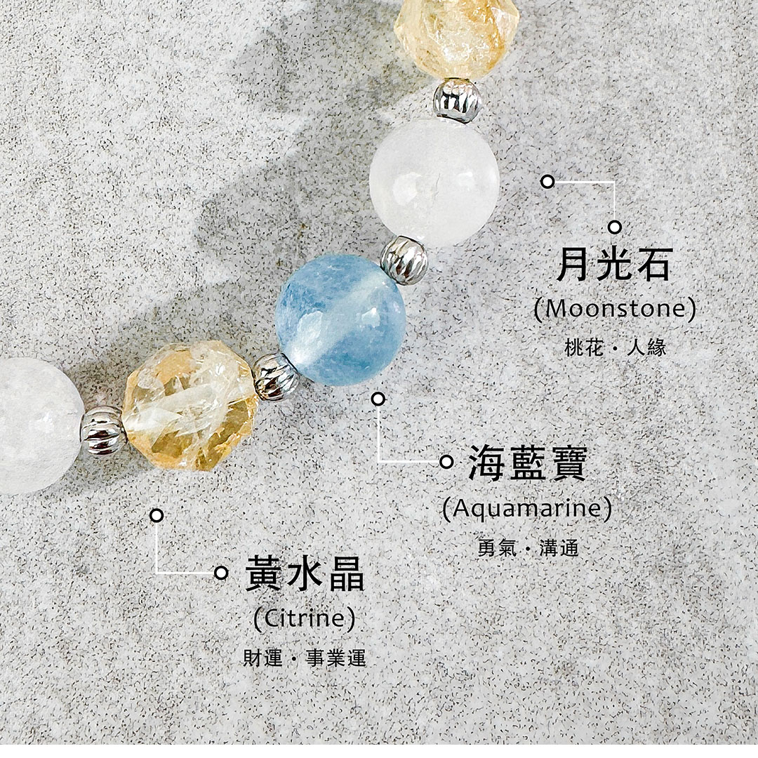 黃水晶 ‧ 海藍寶 ‧ 月光石