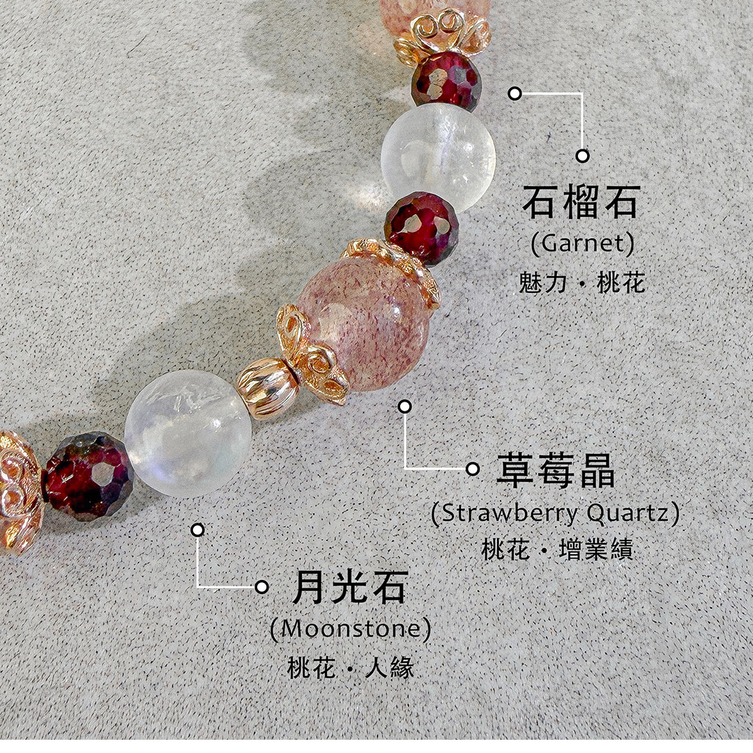 草莓晶 ‧ 石榴石 ‧ 月光石