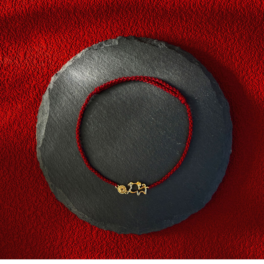 十二生肖黃水晶紅繩手鍊