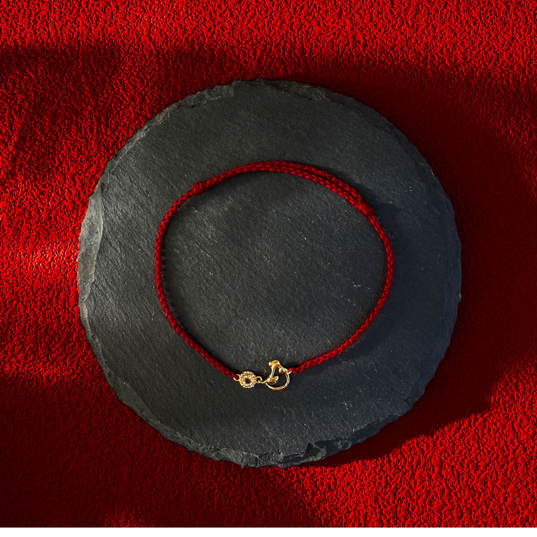 十二生肖黃水晶紅繩手鍊