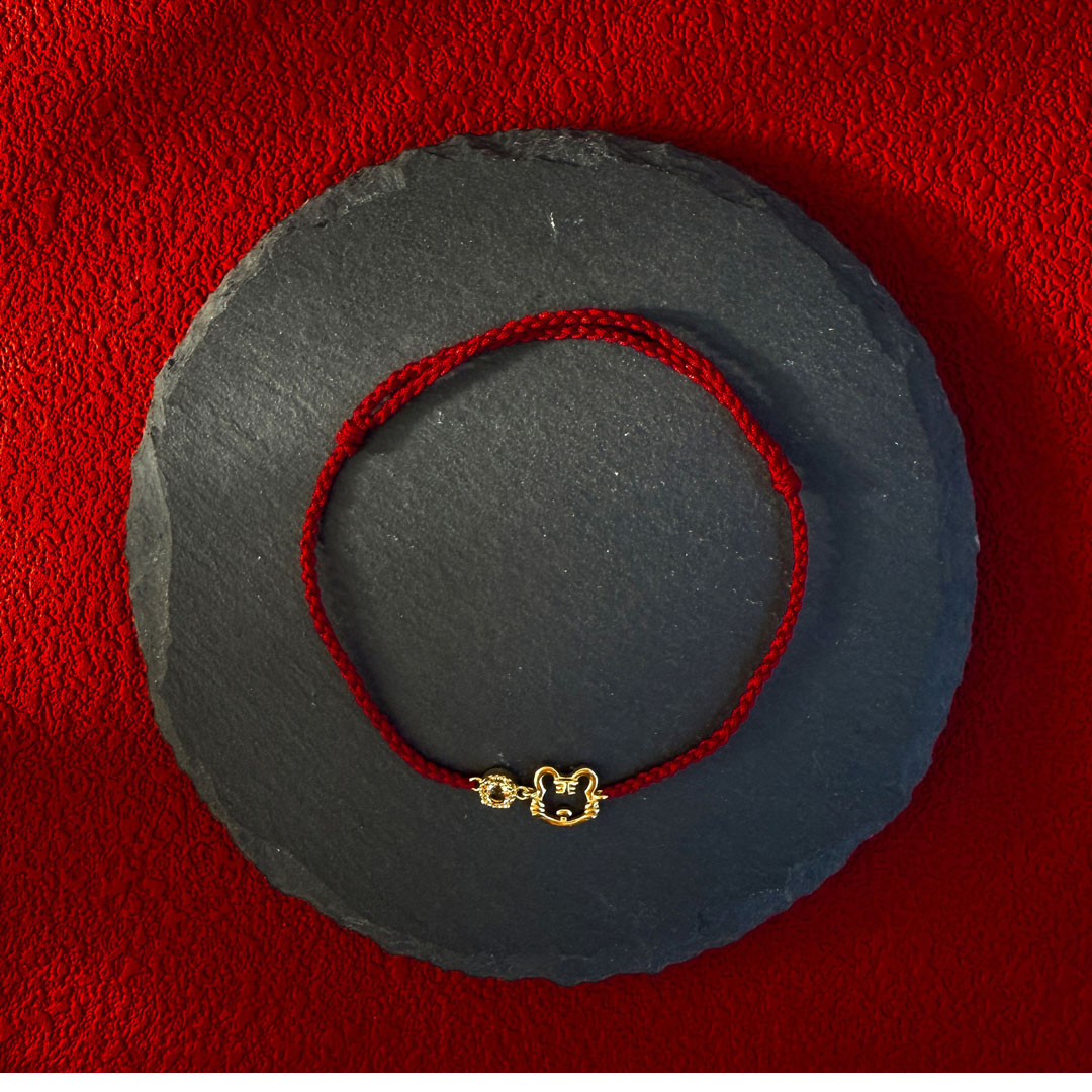 十二生肖黃水晶紅繩手鍊