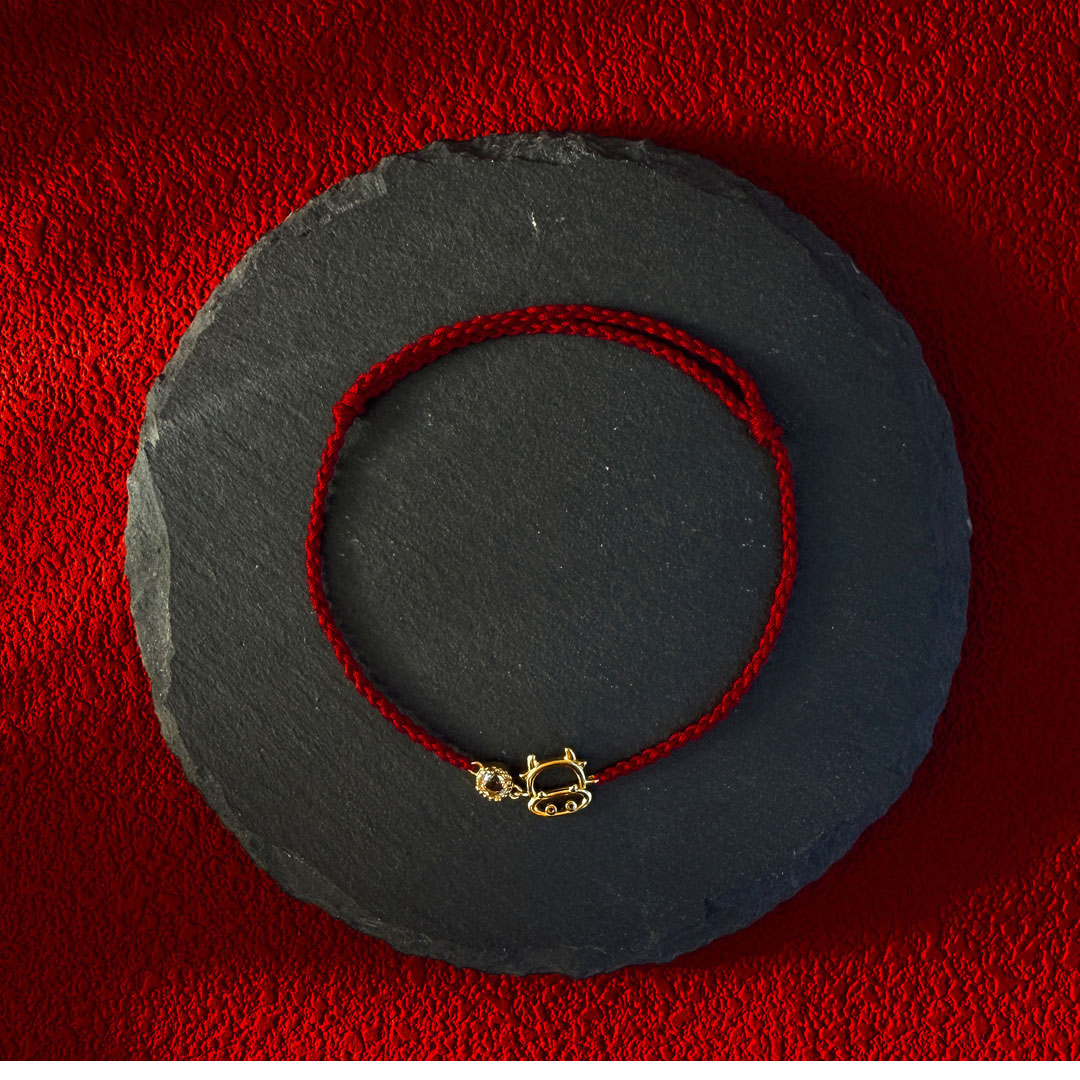 十二生肖黃水晶紅繩手鍊