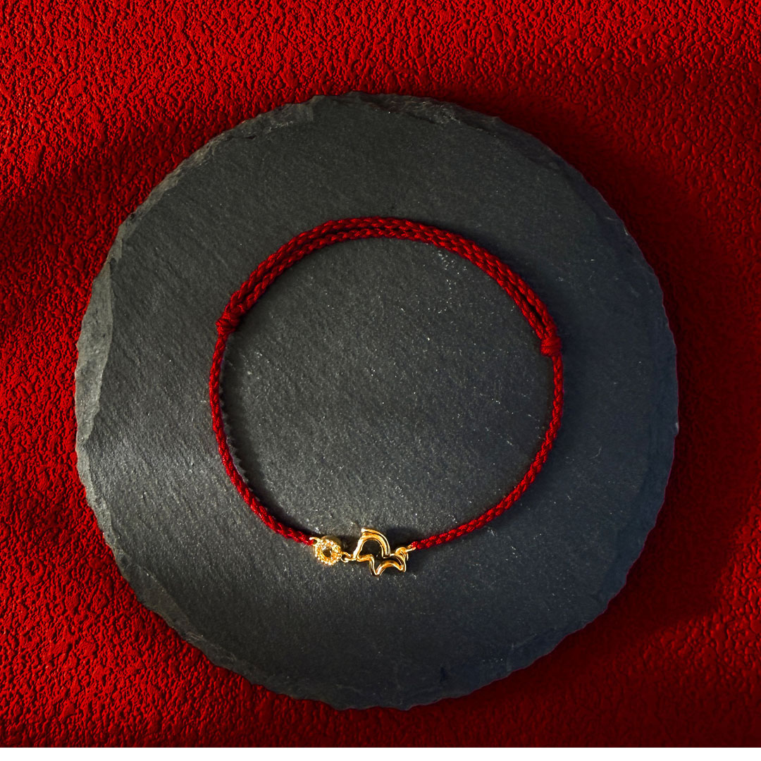 十二生肖黃水晶紅繩手鍊