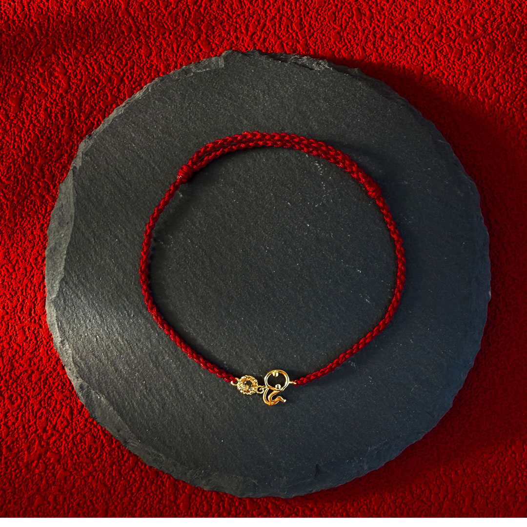 十二生肖黃水晶紅繩手鍊