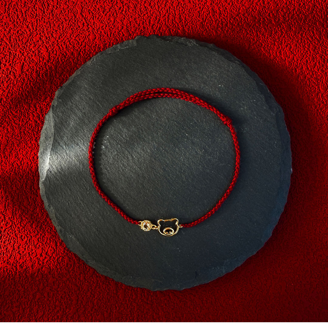 十二生肖黃水晶紅繩手鍊