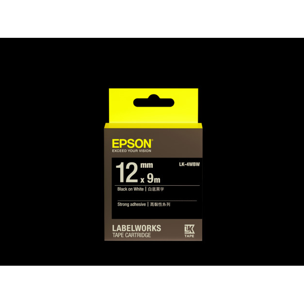 EPSON 原廠高黏性標籤帶|LK-4WBW C53S654410(白底黑字) EPSON 原廠高黏性標籤帶|LK-4WBW C53S654410(白底黑字)