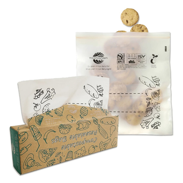 【MASSY 蜜可森林】Moonygreen 環保保鮮袋 食品保鮮密封袋(L) 30入/盒