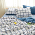 極簡藍格紋四季被三件組_3 極簡藍格紋四季被三件組_3