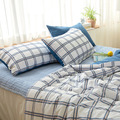 極簡藍格紋四季被三件組 極簡藍格紋四季被三件組