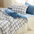 極簡藍格紋四季被三件組_1 極簡藍格紋四季被三件組_1