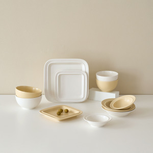 Monde韓國陶瓷碗盤組 米+白 Monde韓國陶瓷碗盤組 米+白