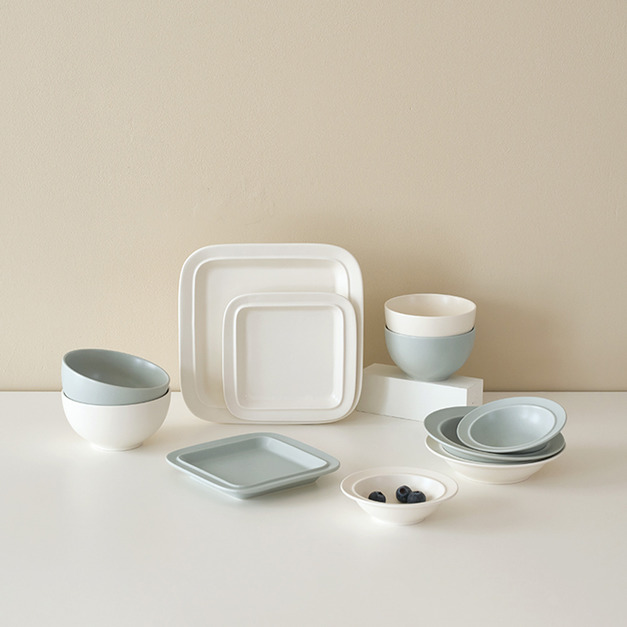 Monde韓國陶瓷碗盤組 藍+白