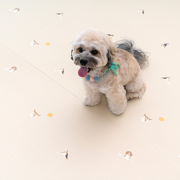 韓國寵物捲墊/地墊 135x200-淺棕米格魯