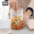 【日本霜山】一夜漬單向排氣玻璃醃漬罐(附玻璃重石)-1300ml 【日本霜山】一夜漬單向排氣玻璃醃漬罐(附玻璃重石)-1300ml