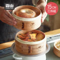 【日本霜山】圓形竹製蒸籠組(2籠1蓋)-15cm 【日本霜山】圓形竹製蒸籠組(2籠1蓋)-15cm