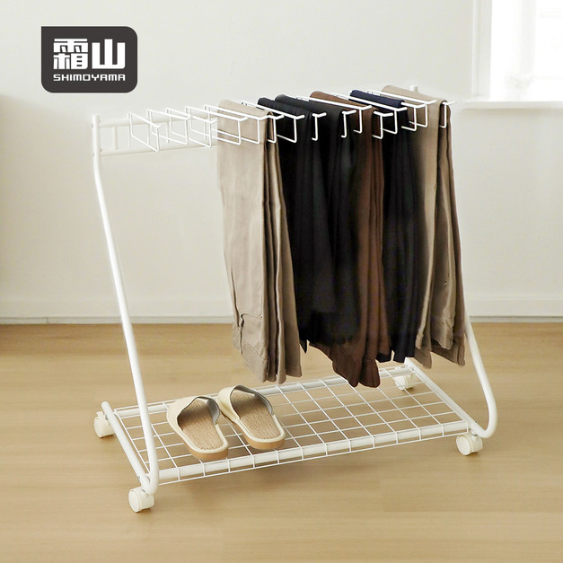 【日本霜山】15鉤移動式掛褲架(底部附收納網格片) 【日本霜山】15鉤移動式掛褲架(底部附收納網格片)