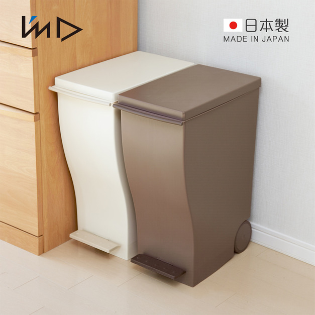 【日本岩谷Iwatani】kcud 日製純色曲線長型腳踏垃圾桶(附輪)-33L-多色可選 【日本岩谷Iwatani】kcud 日製純色曲線長型腳踏垃圾桶(附輪)-33L-多色可選