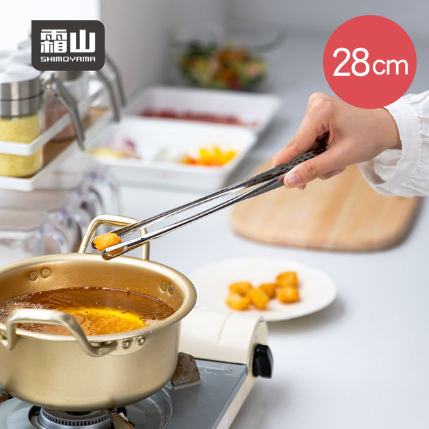 【日本霜山】一體成形304不鏽鋼細長料理夾/烤肉夾-28cm 【日本霜山】一體成形304不鏽鋼細長料理夾/烤肉夾-28cm
