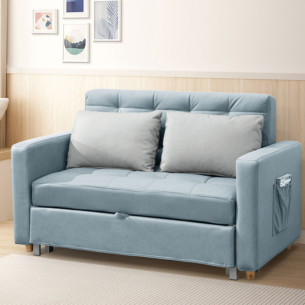 淺藍色布面沙發床〈Q477014-1〉