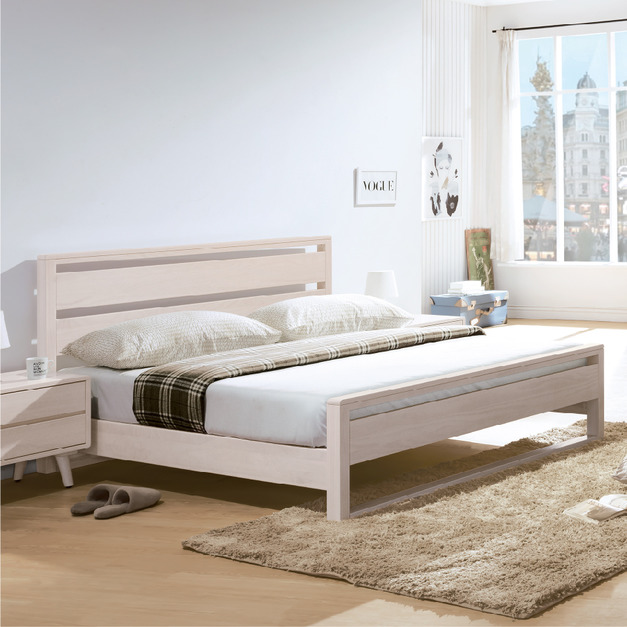 洗白色實木5尺▪ 6尺床台│Q646A148-03 洗白色實木5尺▪ 6尺床台│Q646A148-03