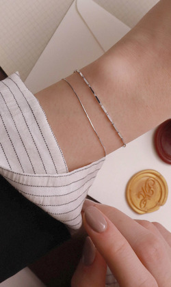 平行線。925純銀雙層手鍊