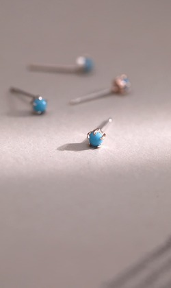 12月誕生石。Turquoise | 綠松石 | 925純銀耳環 (可改夾式耳環)