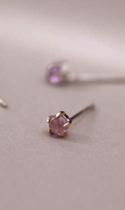 2月誕生石。Amethyst | 紫水晶 | 925純銀耳環 (可改夾式耳環)