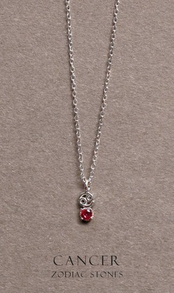星辰 | 925純銀鎖骨鍊 | 巨蟹座。Ruby | 紅寶石 |