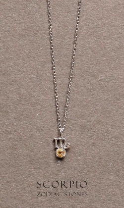 星辰 | 925純銀鎖骨鍊 | 天蠍座。Citrine | 黃水晶 |