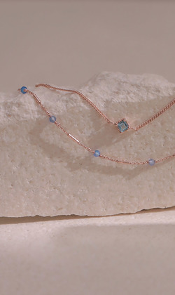 Essence 質粹 | 虛幻。Aquamarine&Topaz| 海藍寶石&托帕石 |  925純銀鍍18K金手鍊