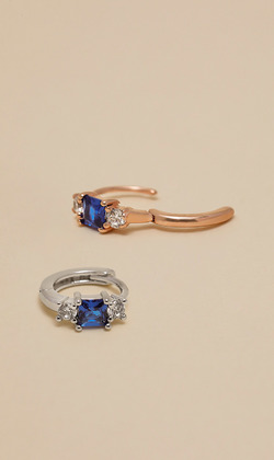 藍色夜空 。925純銀耳環