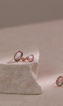 Essence 質粹 | 純銀鍍18K金耳環 | 枯木逢春。拉長石