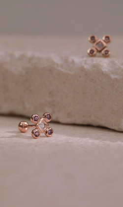 Essence 質粹 | 純銀鍍18K金耳環 | 神秘面紗。紫水晶 (單入)