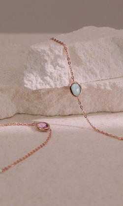 Essence 質粹 | 深陷。Topaz&Amethyst | 托帕石&紫水晶 | 925純銀鍍18K金手鍊