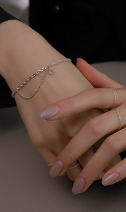 灑落白雪。Zircon | 鋯石 | 925純銀手鍊