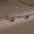 5月誕生石。Emerald | 祖母綠 | 925純銀耳環 (單入)_1 5月誕生石。Emerald | 祖母綠 | 925純銀耳環 (單入)_1