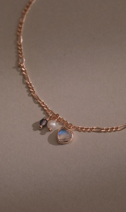 你的微笑。Moonstone | 月光石 | 925純銀鍍18K金手鍊