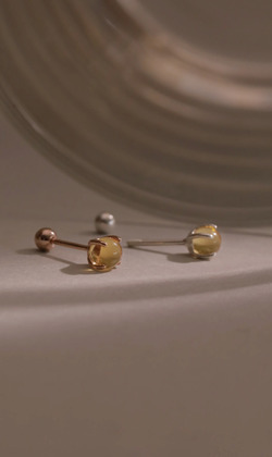 11月誕生石。Citrine | 黃水晶 | 925純銀耳環 (單入)