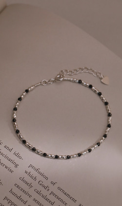 花影婆娑。Black Agate | 黑瑪瑙 | 925純銀手鍊