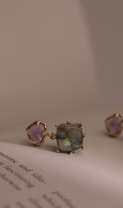 仲夏夜之夢。Labradorite&Amethyst | 拉長石&紫水晶 | 垂式耳環
