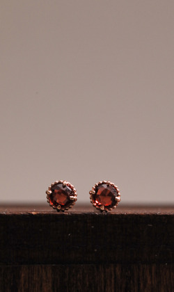 夜。Ruby | 紅寶石 | 925純銀鍍18K金耳環