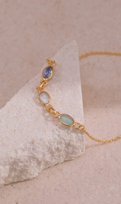 Essence 質粹 | 心之所望 。天然石 925純銀鍍14K金手鍊